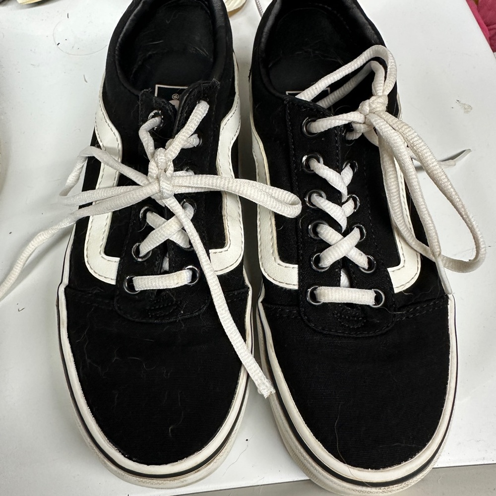 Vans Black and White Canvas Skate Sneakers